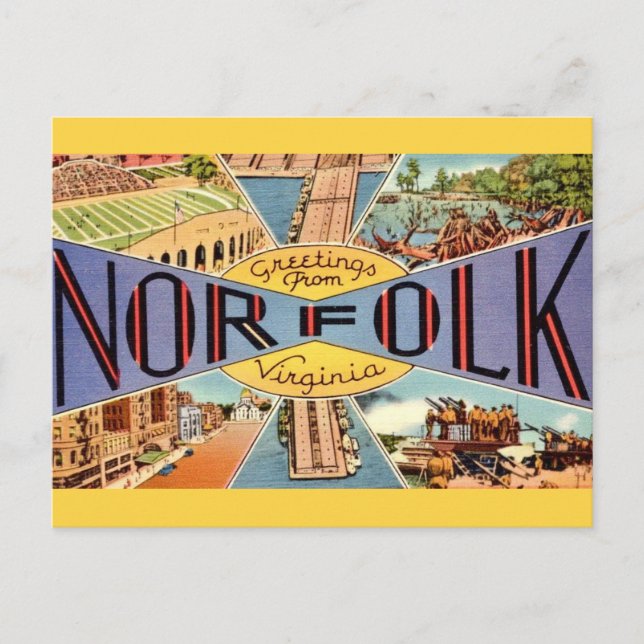 Tarjeta postal retro de Norfolk VA  (Anverso)