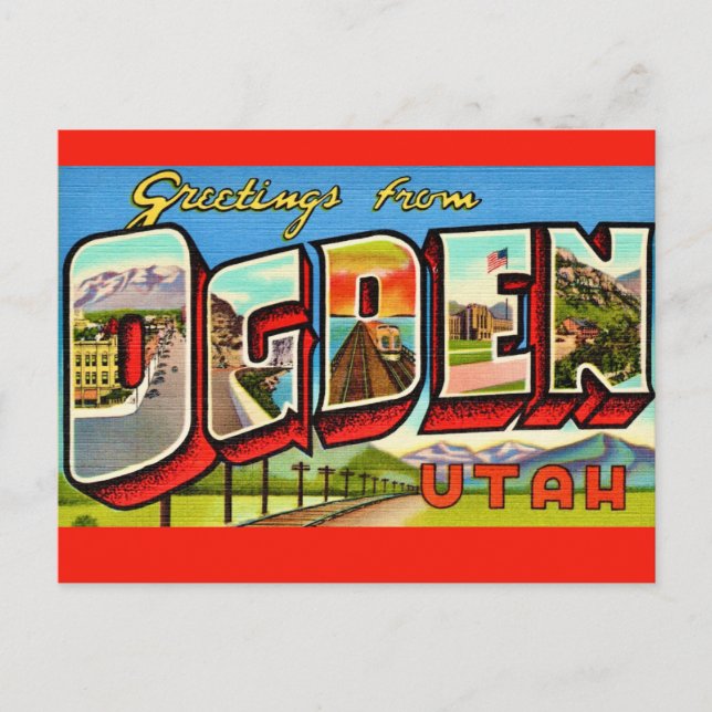 Tarjeta postal retro de Ogden Utah (Anverso)