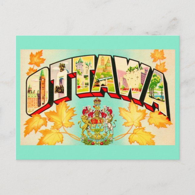 Tarjeta postal retro de Ottawa Canadá (Anverso)