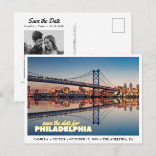 Tarjeta Postal Retro de Philadelphia para Guardar