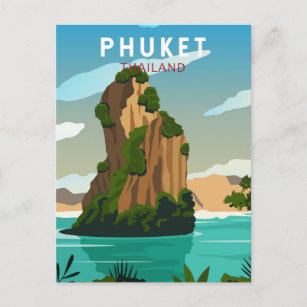 Tarjeta postal retro de Phuket Thailand