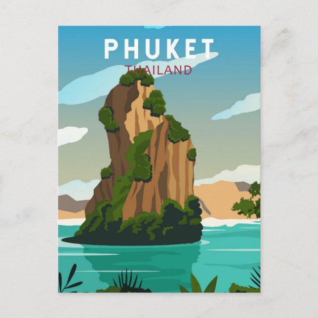 Tarjeta postal retro de Phuket Thailand (Anverso)