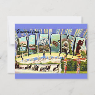 Tarjeta postal retro de saludo de Alaska