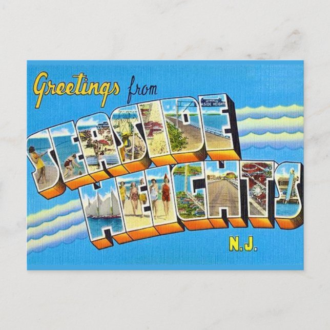 Tarjeta postal retro de Seaside Heights NJ (Anverso)