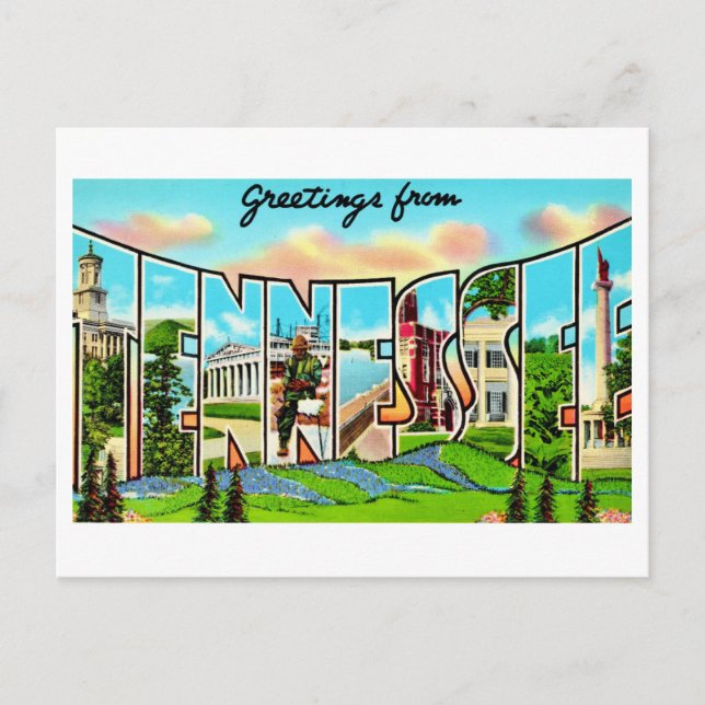 Tarjeta postal retro de Tennessee (Anverso)