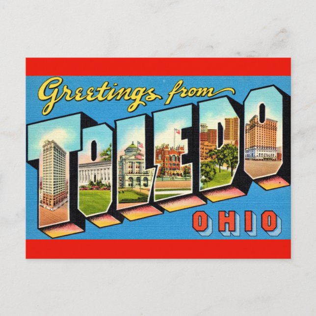 Tarjeta postal retro de Toledo Ohio (Anverso)