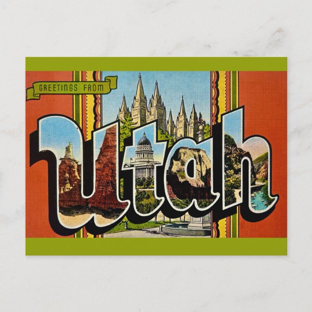 Tarjeta postal retro de Utah (Anverso)