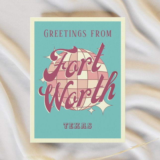 Tarjeta postal retro de vacaciones en Fort Worth T (Subido por el creador)