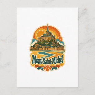 Tarjeta postal retro de viaje de Mont Saint Michel