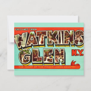 Tarjeta postal retro de Watkins glen NY
