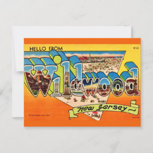 Tarjeta postal retro de Wildwood NJ