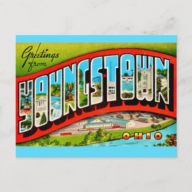 Tarjeta postal retro de Youngstown Ohio (Anverso)
