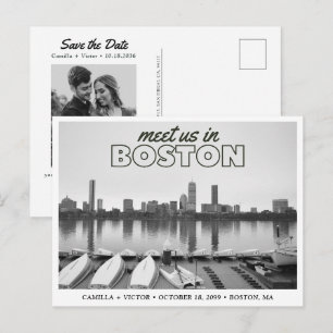 Tarjeta postal retro del cielo de Boston para guar