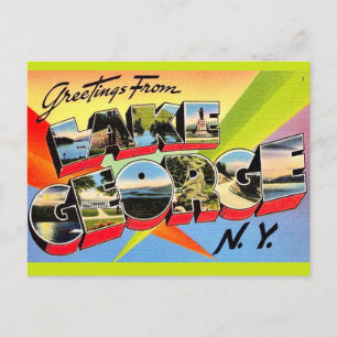 Tarjeta postal retro del lago George