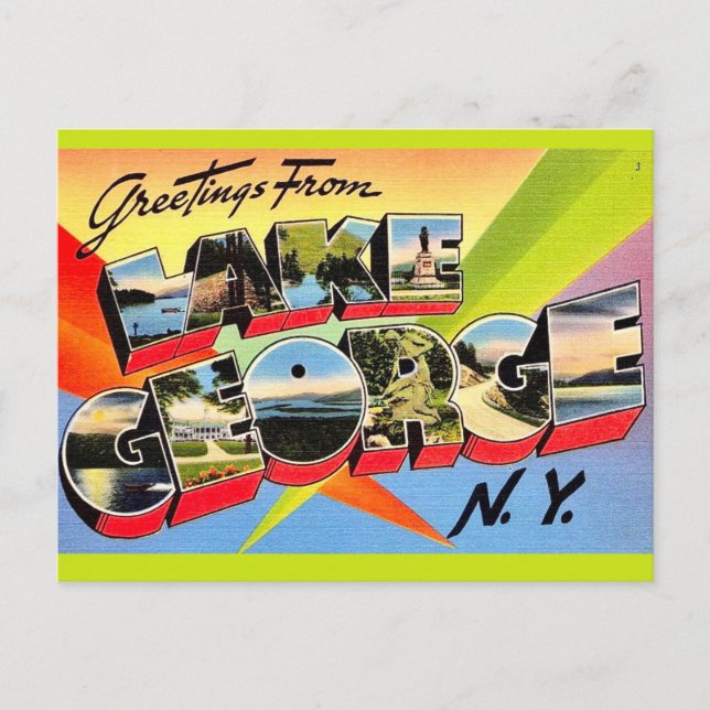 Tarjeta postal retro del lago George (Anverso)