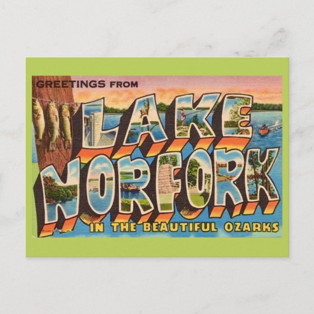 Tarjeta postal retro del lago Norfork (Anverso)