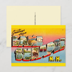Tarjeta postal retro del lago Sunapee NH