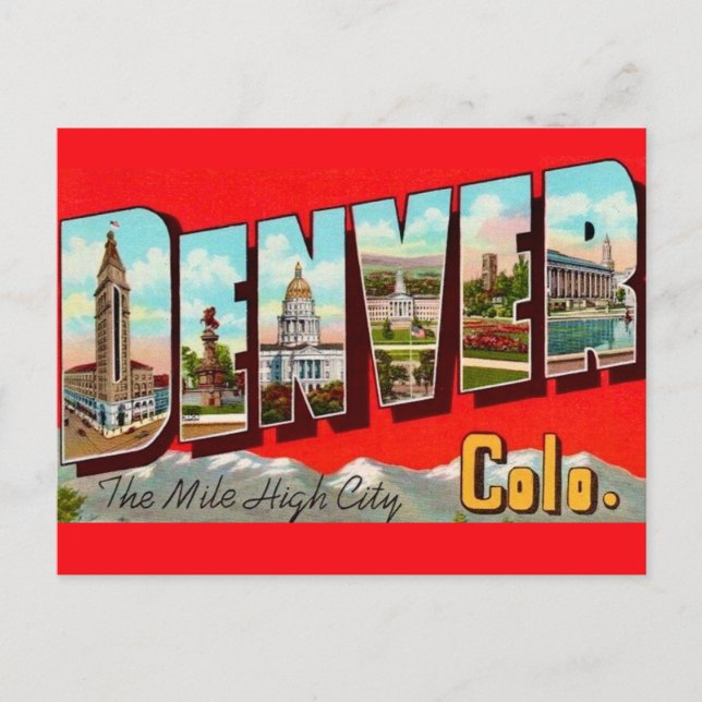 Tarjeta postal retro Denver Colorado (Anverso)