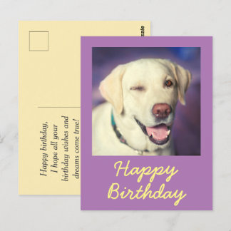 Tarjeta postal retro divertida de perro y feliz cu