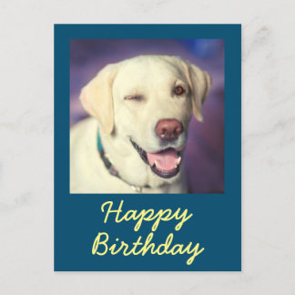 Tarjeta postal retro divertida de perro y feliz cu