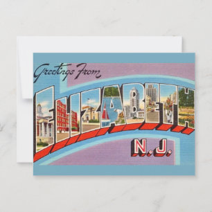 Tarjeta postal retro Elizabeth NJ