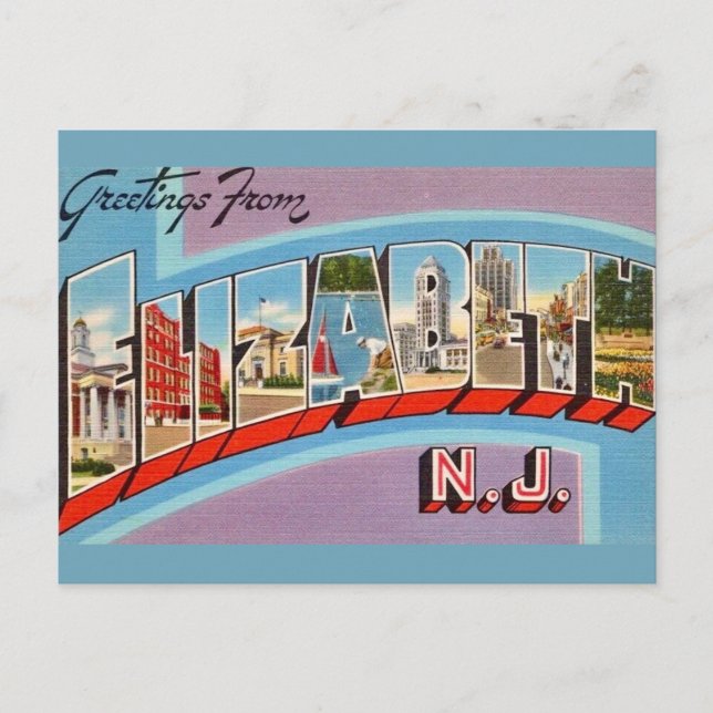 Tarjeta postal retro Elizabeth NJ (Anverso)