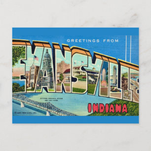 Tarjeta postal retro Evansville IN