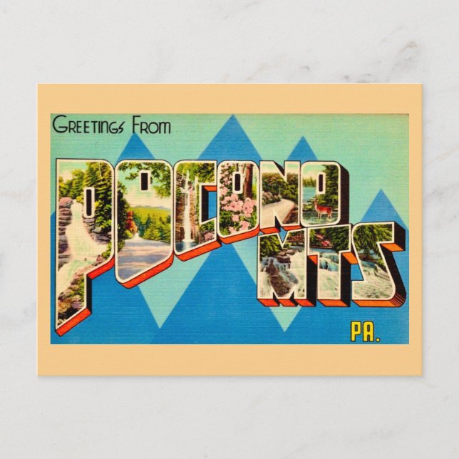 Tarjeta postal retro Montañas de Pocono (Anverso)