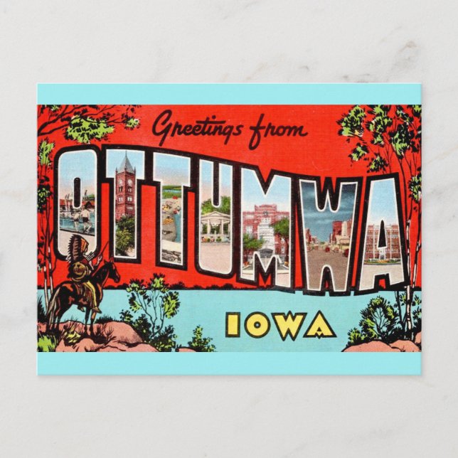 Tarjeta Postal Retro Otumwa Iowa (Anverso)