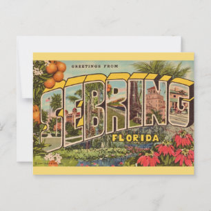 Tarjeta postal retro Sebring Florida
