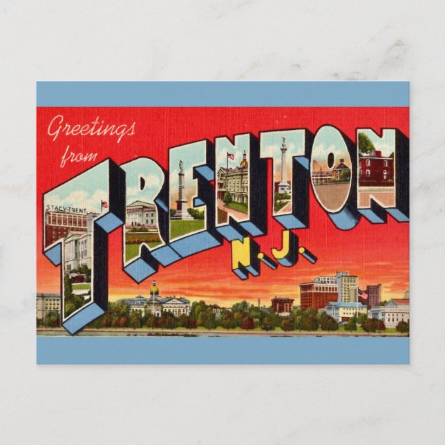 Tarjeta postal retro Trenton NJ (Anverso)