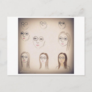 Tarjeta postal retro vintage autorretrato