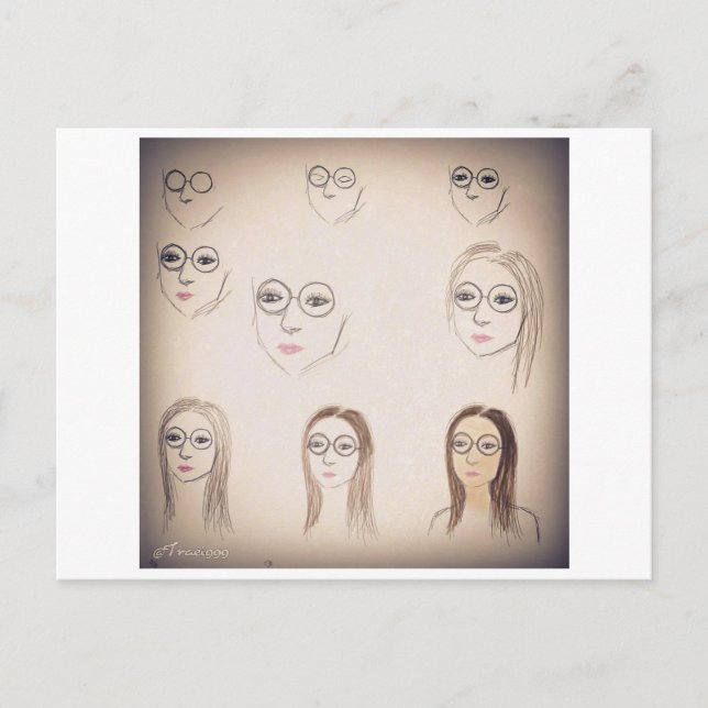 Tarjeta postal retro vintage autorretrato (Anverso)