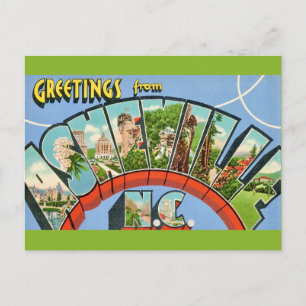 Tarjeta postal retro vintage de Asheville NC