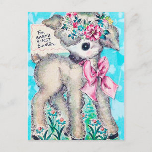 Tarjeta postal retro vintage de la primera Pascua 