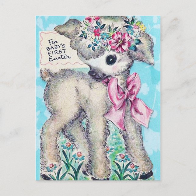 Tarjeta postal retro vintage de la primera Pascua  (Anverso)