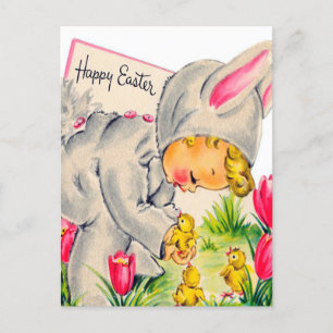 Tarjeta postal retro vintage de Pascua infantil