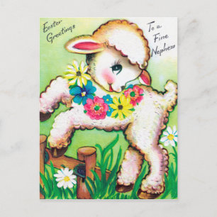 Tarjeta postal retro vintage de Pascua sobrino cor