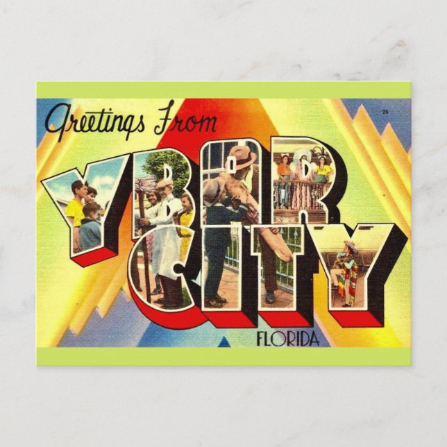 Tarjeta Postal Retro Ybor City (Anverso)