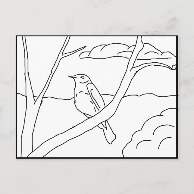 Tarjeta postal - Robin para colorear (Anverso)