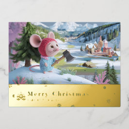 tarjeta postal roja de montaña de nieve F