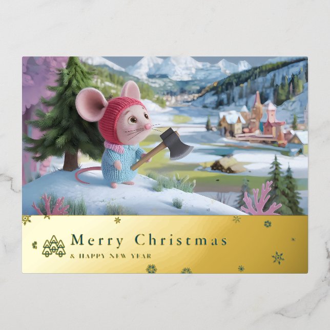 tarjeta postal roja de montaña de nieve F (Anverso)