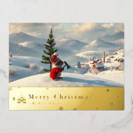 tarjeta postal roja de montaña de nieve K