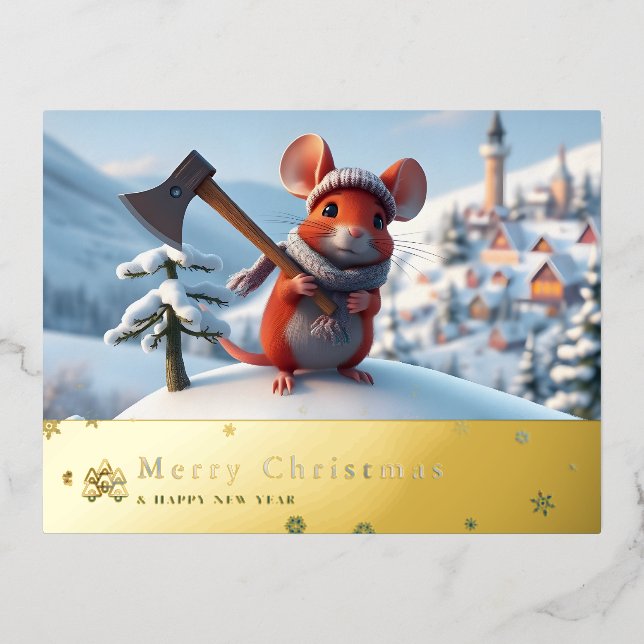 tarjeta postal roja de montaña de nieve N (Anverso)