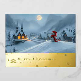 tarjeta postal roja de montaña de nieve U