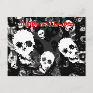 Tarjeta postal roja 'Happy Halloween' de Skull Spe
