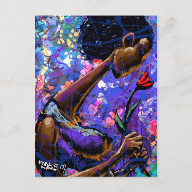 Tarjeta postal roja Rosa (Anverso)