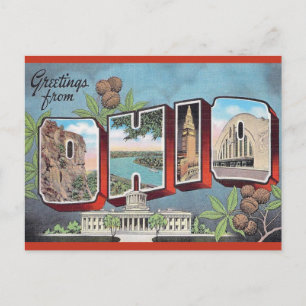 Tarjeta postal roja vintage de Ohio