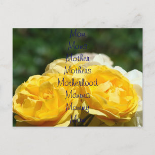 Tarjeta Postal Rosa Amarilla Mamá Madres Madre Mad