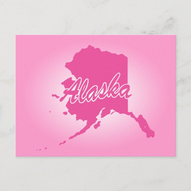 Tarjeta postal rosa de Alaska (Anverso)